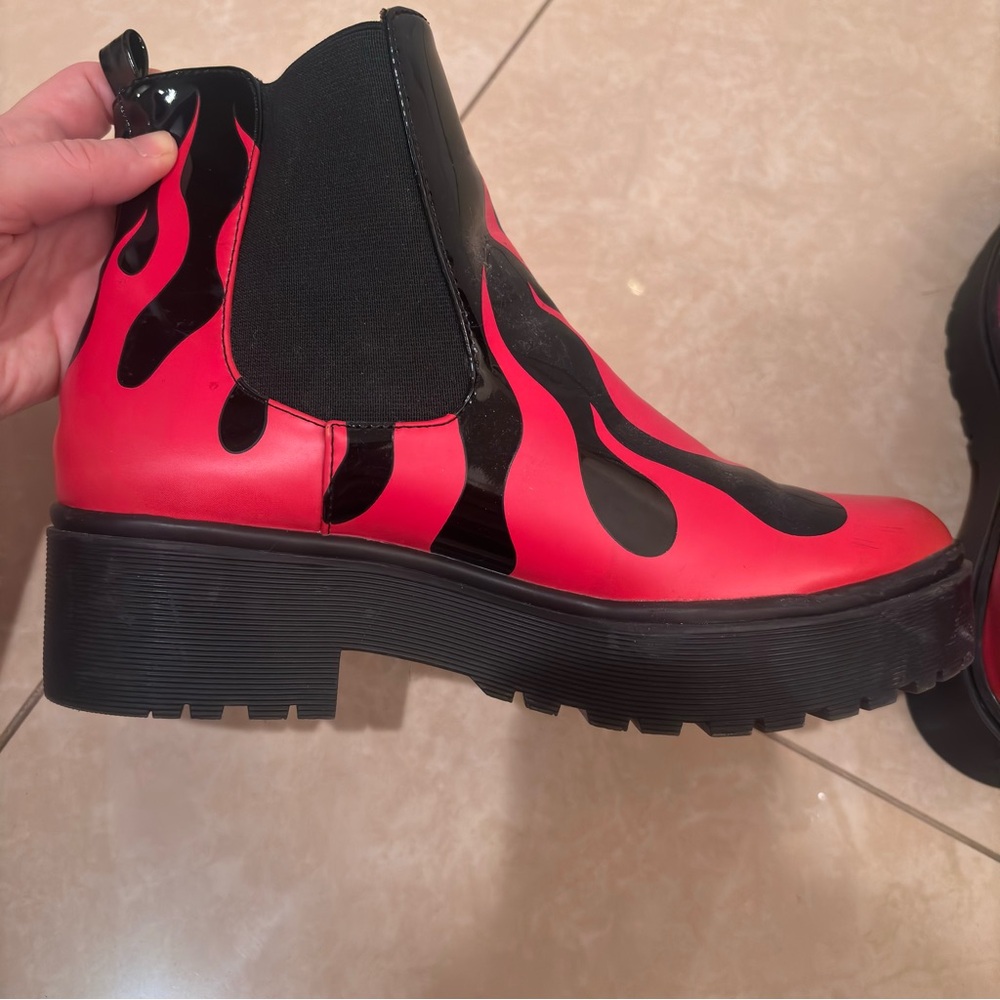 Iron Fist Red and Black Flame Booties - Picture 4 of 7